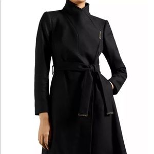 Ted Baker Wool Wrap Coat - Black, size US 6